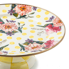 MacKenzie-Childs Wildflowers Enamel Small Pedestal Platter – Yellow