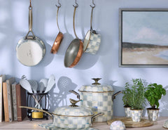 MacKenzie-Childs Sterling Check Enamel 7 Quart Stockpot