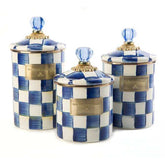 MacKenzie-Childs Royal Check Enamel Canisters