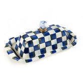 MacKenzie-Childs Royal Check Blue Enamel Butter Box