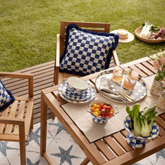 MacKenzie-Childs Royal Check Enamel Round Tray