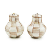 MacKenzie-Childs Mocha Check Enamel Salt & Pepper Shakers