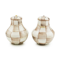 MacKenzie-Childs Mocha Check Enamel Salt & Pepper Shakers