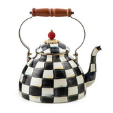 MacKenzie-Childs Iconic Black & White Courtly Check Enamel Tea Kettle – 2.84 L
