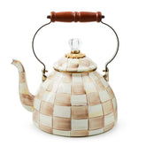 MacKenzie-Childs Mocha Check Enamel Tea Kettle – 2.84 L