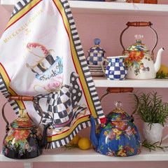 MacKenzie-Childs Flower Market Lapis Blue Enamel Tea Kettle – 2.84 L