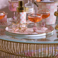 MacKenzie-Childs Rosy Check Enamel Round Tray
