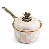 MacKenzie-Childs Rosy Check Enamel 1 Quart Saucepan