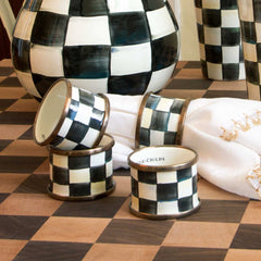 MacKenzie-Childs Courtly Check Enamel Napkin Rings – Set of 4