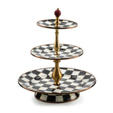 MacKenzie-Childs Courtly Check Enamel Three Tier Sweet Stand