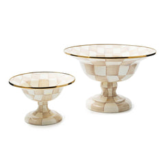 MacKenzie-Childs Mocha Check Enamel Small Compote