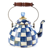 MacKenzie-Childs Royal Check Blue Enamel Tea Kettle – 2.84 L