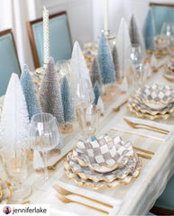 MacKenzie-Childs Sterling Check Ceramic Fluted Dessert Plate