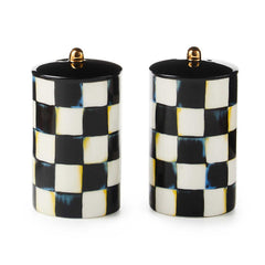 MacKenzie-Childs Courtly Check Farmhouse Salt & Pepper Shakers