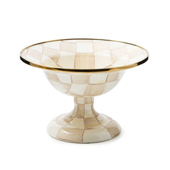 MacKenzie-Childs Mocha Check Enamel Small Compote