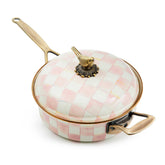 MacKenzie-Childs Rosy Check Enamel 3 Quart Saute Pan