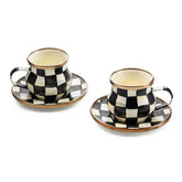 MacKenzie-Childs Courtly Check Enamel Espresso Cup & Saucer Set