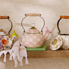 MacKenzie-Childs Rosy Check Whistling Tea Kettle