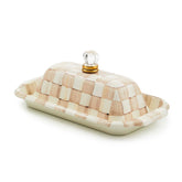 MacKenzie-Childs Mocha Check Enamel Butter Box