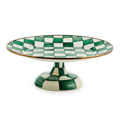 MacKenzie-Childs Emerald Check Enamel Small Pedestal Platter