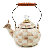 MacKenzie-Childs Mocha Check Whistling Tea Kettle