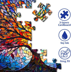 Tree of Life Stained Glass Mosaic Puzzle for Adults – 1000 Pieces