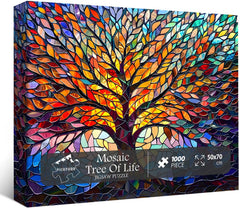 Tree of Life Stained Glass Mosaic Puzzle for Adults – 1000 Pieces