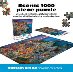 Buffalo Games Cinque Terre 1000-Piece Jigsaw Puzzle for Adults – Challenging Italy Coastal Scene with Poster