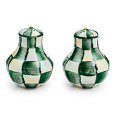 MacKenzie-Childs Emerald Check Enamel Salt & Pepper Shakers