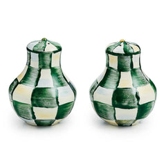 MacKenzie-Childs Emerald Check Enamel Salt & Pepper Shakers