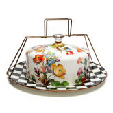 MacKenzie-Childs White Flower Market Enamel Cake Carrier