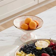 MacKenzie-Childs Rosy Check Enamel Small Compote