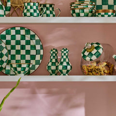 MacKenzie-Childs Emerald Check Enamel Salt & Pepper Shakers – Large