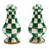 MacKenzie-Childs Emerald Check Enamel Salt & Pepper Shakers – Large