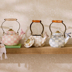 MacKenzie-Childs Mocha Check Whistling Tea Kettle