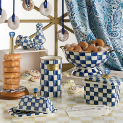 MacKenzie-Childs Royal Check Blue Enamel Butter Box