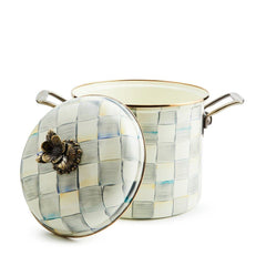 MacKenzie-Childs Sterling Check Enamel 7 Quart Stockpot