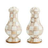 MacKenzie-Childs Mocha Check Enamel Large Salt & Pepper Shakers