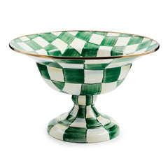 MacKenzie-Childs Emerald Check Enamel Large Compote