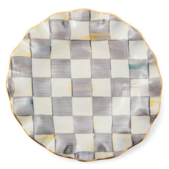 MacKenzie-Childs Sterling Check Ceramic Fluted Dessert Plate