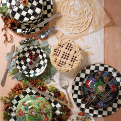 MacKenzie-Childs Black Flower Market Enamel Cake Carrier