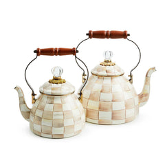 MacKenzie-Childs Mocha Check Enamel Tea Kettle – 1.89 L