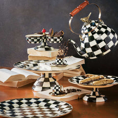 MacKenzie-Childs Courtly Check Enamel Espresso Cup & Saucer Set