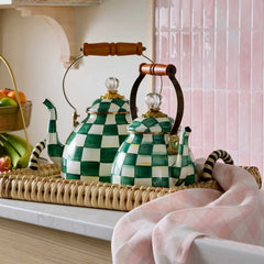 MacKenzie-Childs Emerald Check Enamel Tea Kettle – 2.84 L