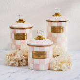 MacKenzie-Childs Rosy Check Enamel Canisters
