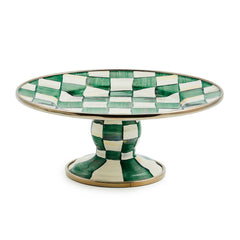 MacKenzie-Childs Emerald Check Enamel Mini Pedestal Platter