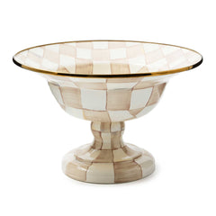 MacKenzie-Childs Mocha Check Enamel Large Compote