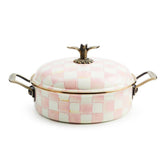 MacKenzie-Childs Rosy Check Enamel 5 Quart Casserole