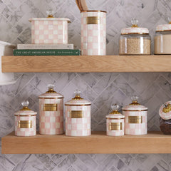 MacKenzie-Childs Rosy Check Enamel Canisters