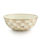 MacKenzie-Childs Mocha Check Enamel Extra Large Everyday Bowl